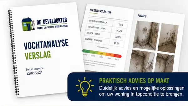 Vochtanalyseverslag van De Geveldokter met professionele analyse van vochtproblemen in huis.
