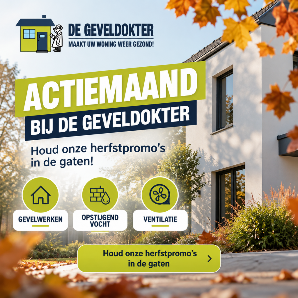 Herfstactie 2026 bij De Geveldokter met korting op gevelrenovatie, opstijgend vocht en ventilatie