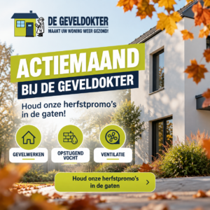 Herfstactie 2026 bij De Geveldokter met korting op gevelrenovatie, opstijgend vocht en ventilatie